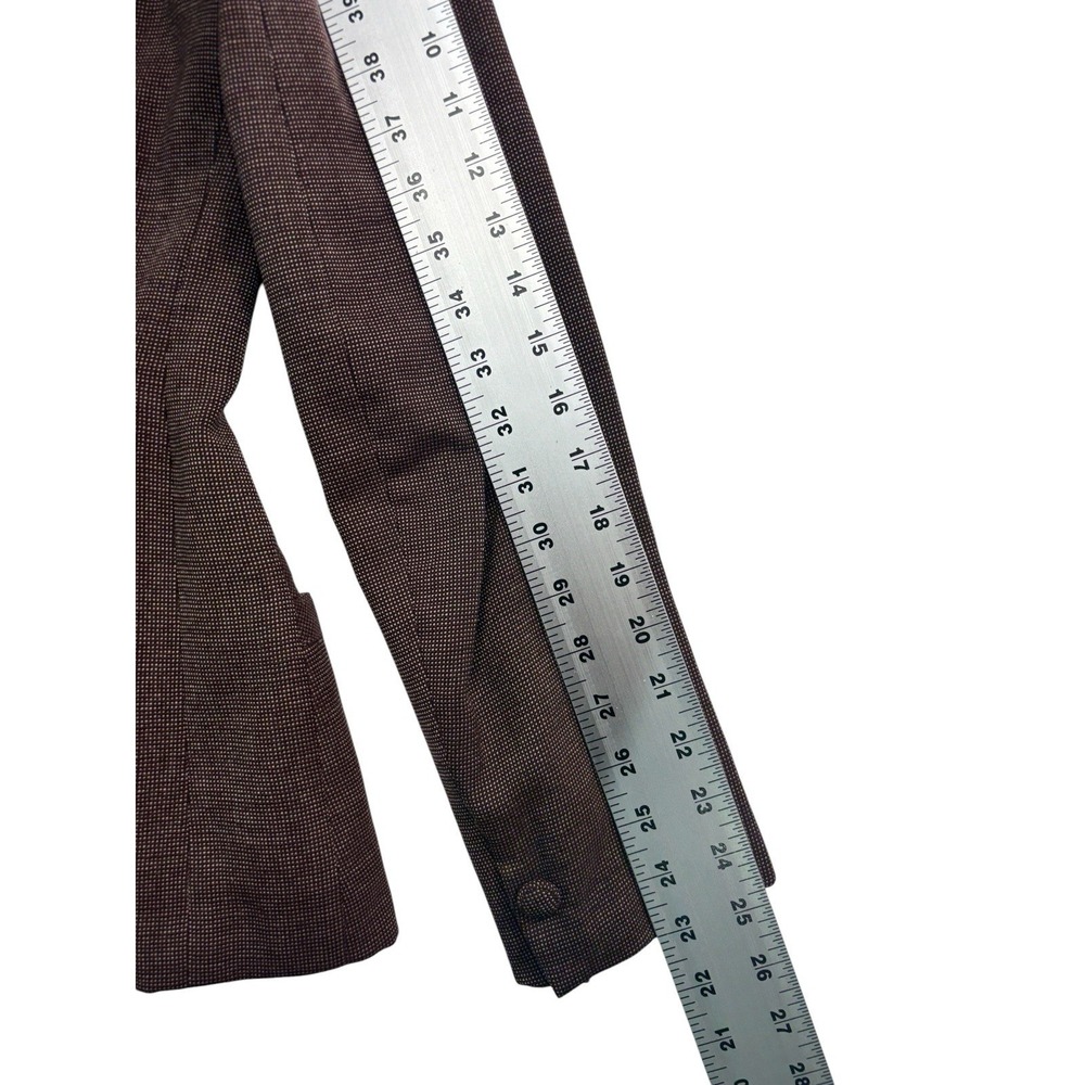 vtg 1940s Womens Small 6 Brown Birdseye Tweed Peplum Tailored Jacket Blazer - Picture 9 of 14